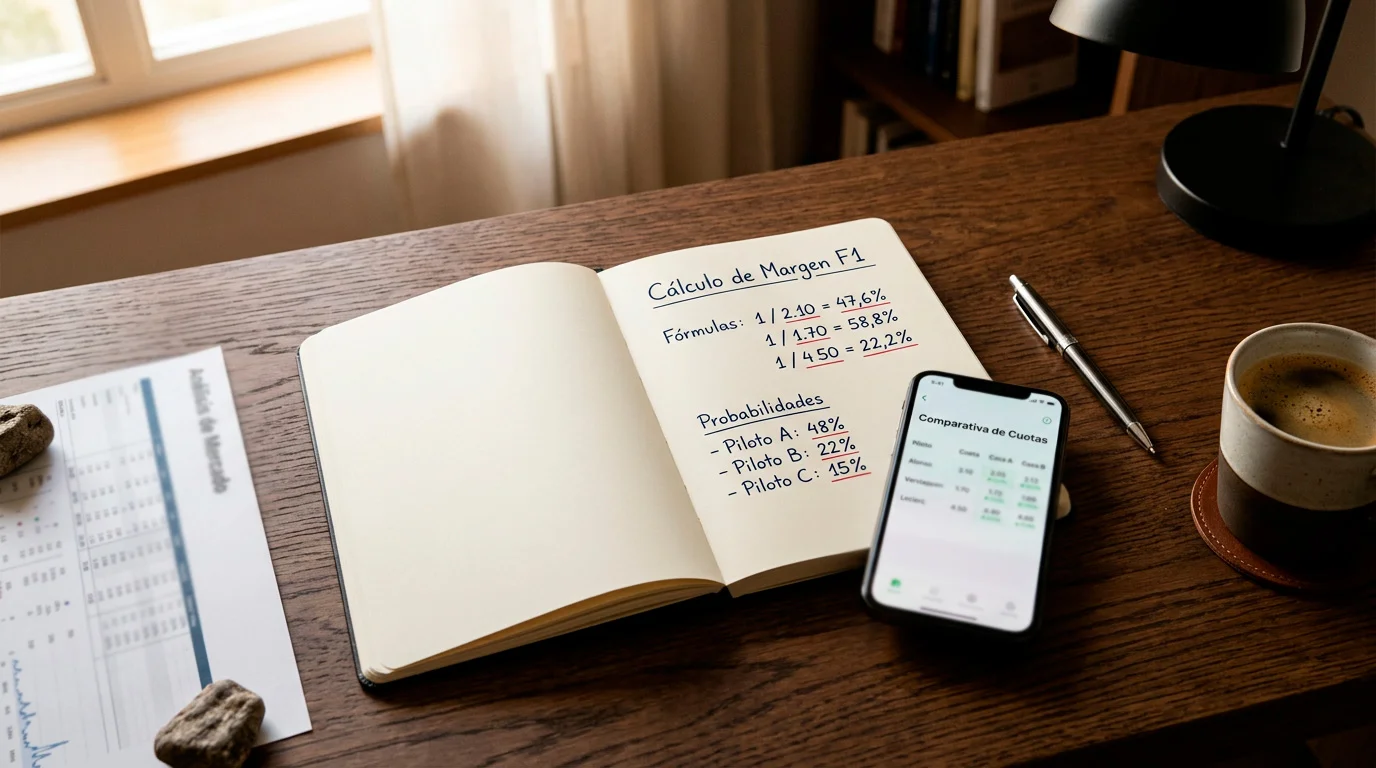 Cuotas en apuestas de F1: cálculo, margen y probabilidad implícita