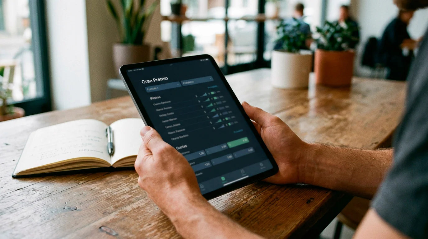 Explicación visual de cuotas decimales y probabilidad implícita en apuestas de Fórmula 1